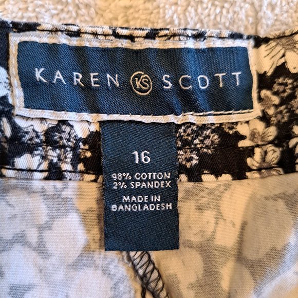 Karen Scott Neutral Floral Midi Skort Shorts Skirt Plus Size 16 - Picture 5 of 5